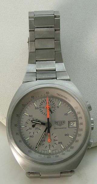 Heuer Lemania 5100 men ' s Stainless Pewter PVD Chronograph12/24 Hour GMT Watch 3