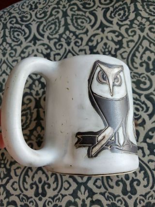 Stoneware Pottery Mug Design By Mara Mexico 4 Owls On Branch 16 Oz Heavy Brown