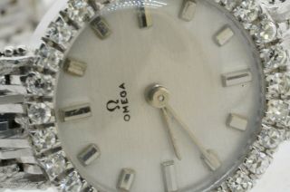 Omega vintage heavy 18K WG elegant 1.  0CTW VS1/F diamond mechanical ladies watch 4