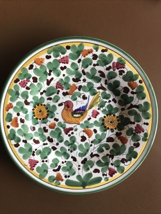 Deruta Italy Arabesco Bird Floral Dish Wall Plate Hand Painted Ceramic 10.  5”