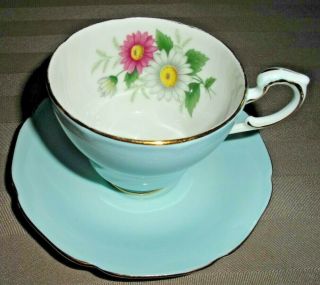 Vintage Paragon Pale Blue Tea Cup And Saucer Made In England