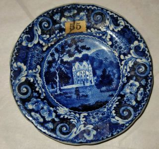 Riley Historical Staffordshire Blue Cup Plate Hunting Scene