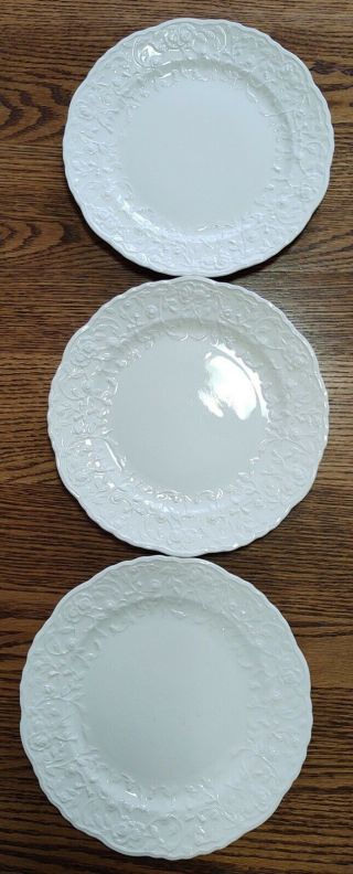 Set Of 3 Vintage Pope Gosser China Rose Point 10” Dinner Plates White Floral