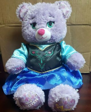 Build A Bear Disney Purple Frozen Anna Bear Plush With Dress