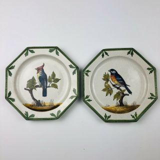 Meiselman Imports Plates Birds Set Of 2 Made In Italy Octagon Collectible