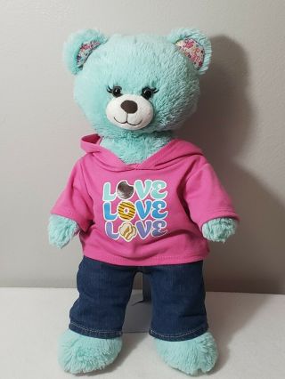 Build A Bear Girl Scouts Thin Mints Cookie Bear 15 " Plush W/hoodie & Jeans Vgc