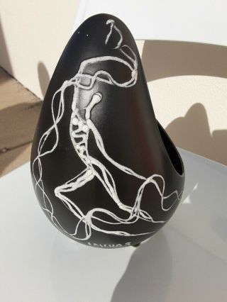 Sascha Brastoff Black Minos Vessel Bowl Vase Mid Century