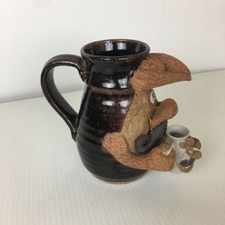 Robert Eakin Pottery Ceramic Mug Cowboy Mustache Brown 6 