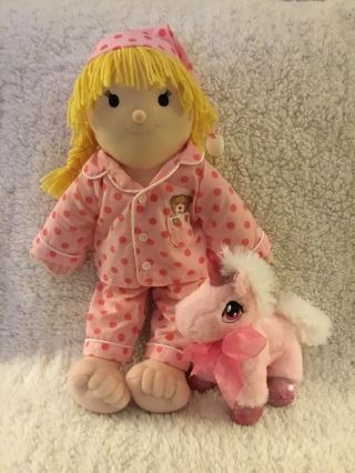 Ltd Commodities Rag Doll W/pink Pajamas & Dan Dee Pink Unicorn Plush