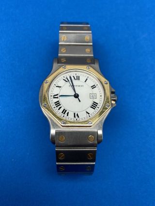 Cartier Santos Octagon Two Tone Gold And Stainless Steel Mid Size,  Pre Owned