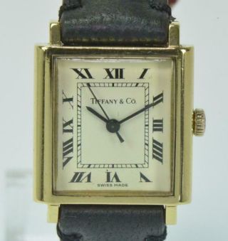 Tiffany & Co.  Uhr Ref.  E6127 Automatic 18 Karat 750 Gold Mit Lederarmband Damen