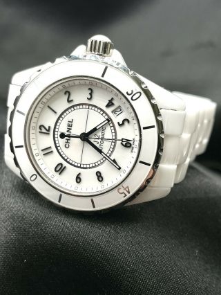 Authentic Chanel J12 Automatic Watch White Ceramic Stainless Steel 38 Mm