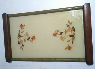 Vintage Hard To Find Jewel Tea Autumn Leaf Wood And Glass Serving Tray 19 " X11 "