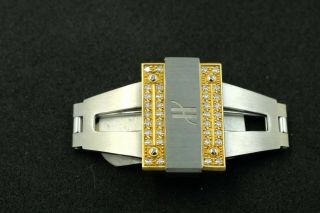 Hublot Watch Clasp 18k Gold And Steel With Diamonds.  Fits 1520 Series.  Oem