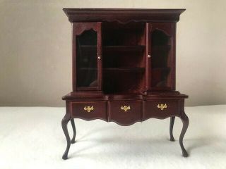 Vintage Dollhouse Mahogany Queen Ann Dining Room China Cabinet Hutch Large