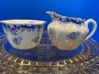 Shelley Fine Bone China Dainty " Heavenly Blue " Creamer & Sugar Bowl Set 14075