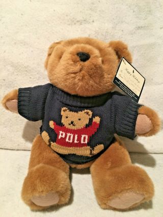 Vintage Holiday Polo Plush Bear W/sweater Ralph Lauren 1997 Jointed Legs
