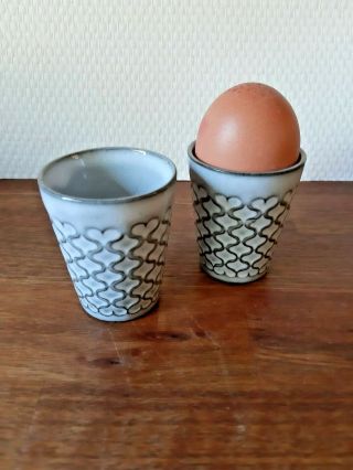 Set Of 2 Egg Cups Cordial Grey Quistgaard Bing & Grondahl Kronjyden Denmark