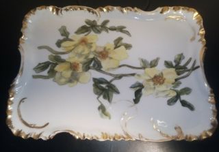 Vintage Haviland & Co H&c Limoges France Porcelain White Gold Yellow Flowers