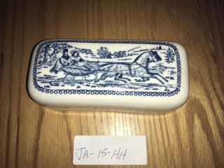 Vintage Currier And Ives Royal China Covered Butter Dish Replacement Lid Only