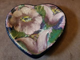 Lesal Ceramics Heart Shaped Floral Dish Signed