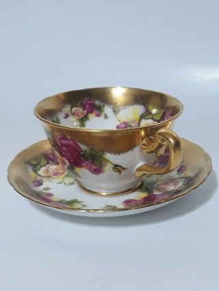 Vintage Royal Chelsea Golden Rose Teacup And Saucer England Fine Bone China. 2