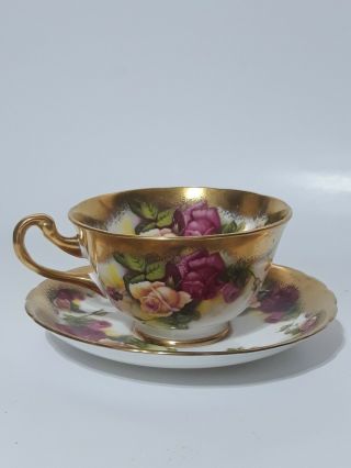 Vintage Royal Chelsea Golden Rose Teacup And Saucer England Fine Bone China. 3