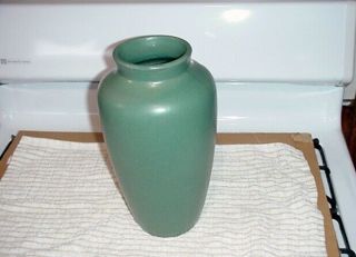 Vintage Pottery Vase/green Matte/arts And Crafts