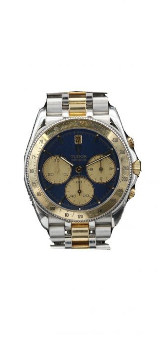 Tudor Monarch Chronograph 18k And Stainless Steel Quartz Wristwatch