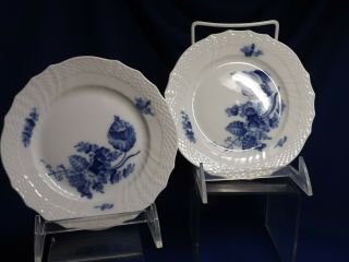 2 Royal Copenhagen China Braided Blue Flower 6 1/2 " Bread & Butter Plates 1626