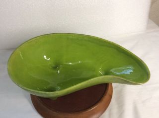 Vintage California Pottery Ceramic Amoeba Green Planter Bowl Footed T 5 Usa