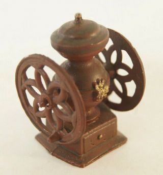 Vintage Coffee Grinder Maker Dollhouse Miniature Metal Brown Color - 2 " High