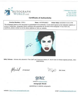 Fairuza Balk autographed 8x10 photo Waterboy American History X The Craft 2