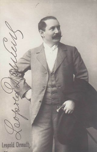 Leopold Demuth Baritone Wagner Mahler Vienna Court Opera Singer Photo Signed