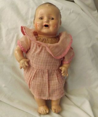 Vintage Composition Head Arms Legs Sleepy Eyes Open Mouth Jointed Doll 11 1/2 "
