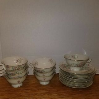 Set Of 8 Theodore Haviland York Apple Blossom Cups And Saucers