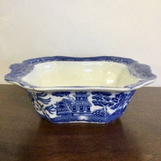 Allertons Blue Willow Scalloped 9.  5” Serving Dish Tureen No Lid England Euc