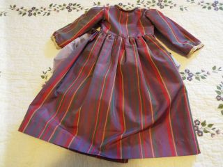 Vintage Striped Tafeta Dress For Large Antique Doll