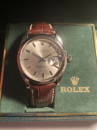 Rolex Mens Steel Oyster Perpetual Date 1500 Chronometer Running Vintage Watch