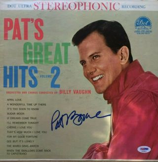 Pat Boone Autographed Signed Great Hits Lp Vinyl Record Album Psa Dna