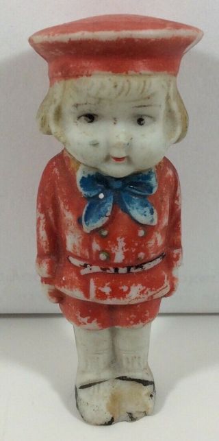 Vintage Antique Buster Brown Shoes 3 Inch Tall Bisque Doll - Very Cute Rare