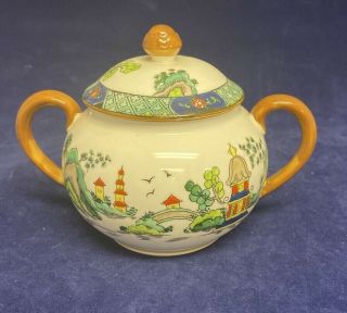 Ye Olde Willow By Crown Staffordshire Sugar Bowl & Lid 3586