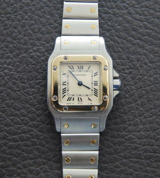 Cartier Santos Galbee 24mm Quartz 18k Gold & Steel Roman Dial Ladies Watch 1567
