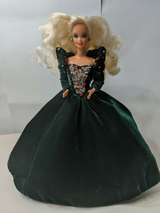 Mattel Happy Holidays Barbie Doll Special Edition Velvet Dress Vtg 1991 Loose