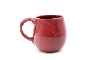 F2 Signed W.  J.  Gordy Georgia Art Pottery: Handmade Burgundy Coffee Tea Cup Mug