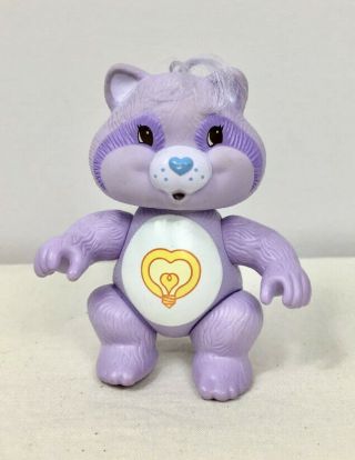 Vintage Care Bear Bright Heart Raccoon Cousin Poseable Figure Purple 1985 4 " Ex,