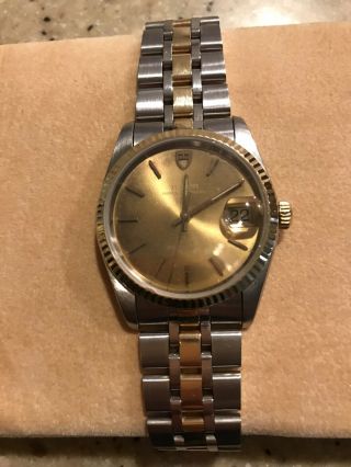 Rolex Tudor Prince Solid 18k Yg & Ss Men’s Watch Ref.  74033