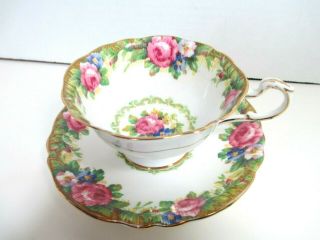 Vintage Paragon Double Warrant Cup & Saucer Tapestry Rose England 1940 