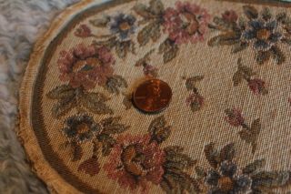 dollhouse miniature 1:12 oval area rug fringed,  woven rose tapestry,  8.  5 