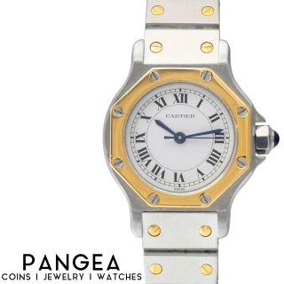 Cartier Santos Ronde Octagon 0907 18k Yellow Gold Two - Tone 25mm Automatic Watch